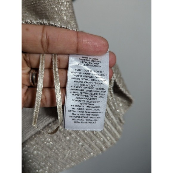 Ralph Lauren Black Label Gold Metallic Short Sleeve Linen Blend Knit Women XS - Picture 6 of 6